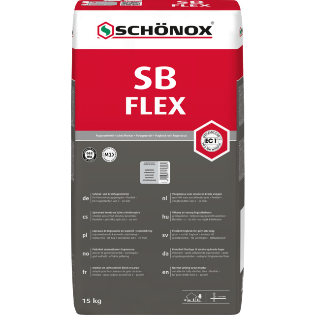 KAKELFOG SB FLEX SCHÖNOX GRÅ 15KG 485527 | Beijerbygg Byggmaterial